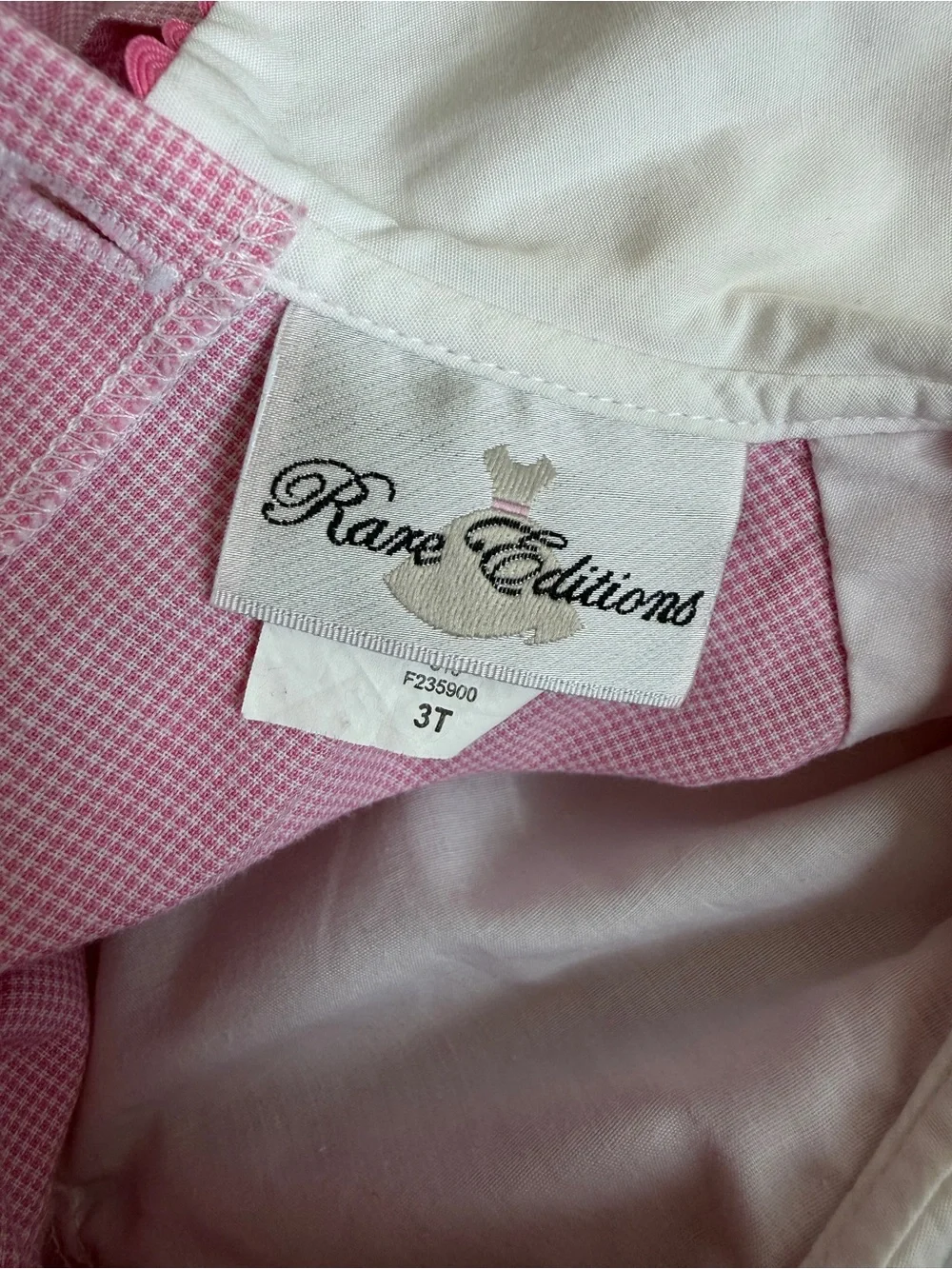 Vintage Rare Editions Pink Gingham Smocked Cinderella Princess Dress 3T